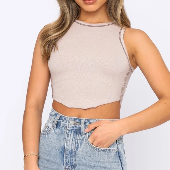 White Fox The Little Things Crop Top Bone Chocolate - Picture 1 of 5